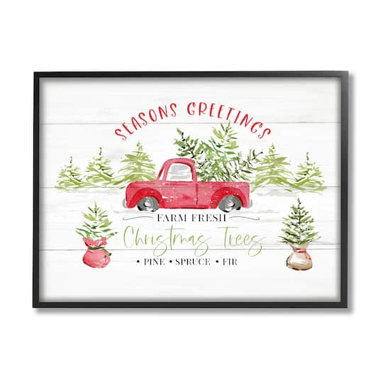 Stupell Industries Farm Fresh Christmas Trees Seasonal Framed Giclee Art